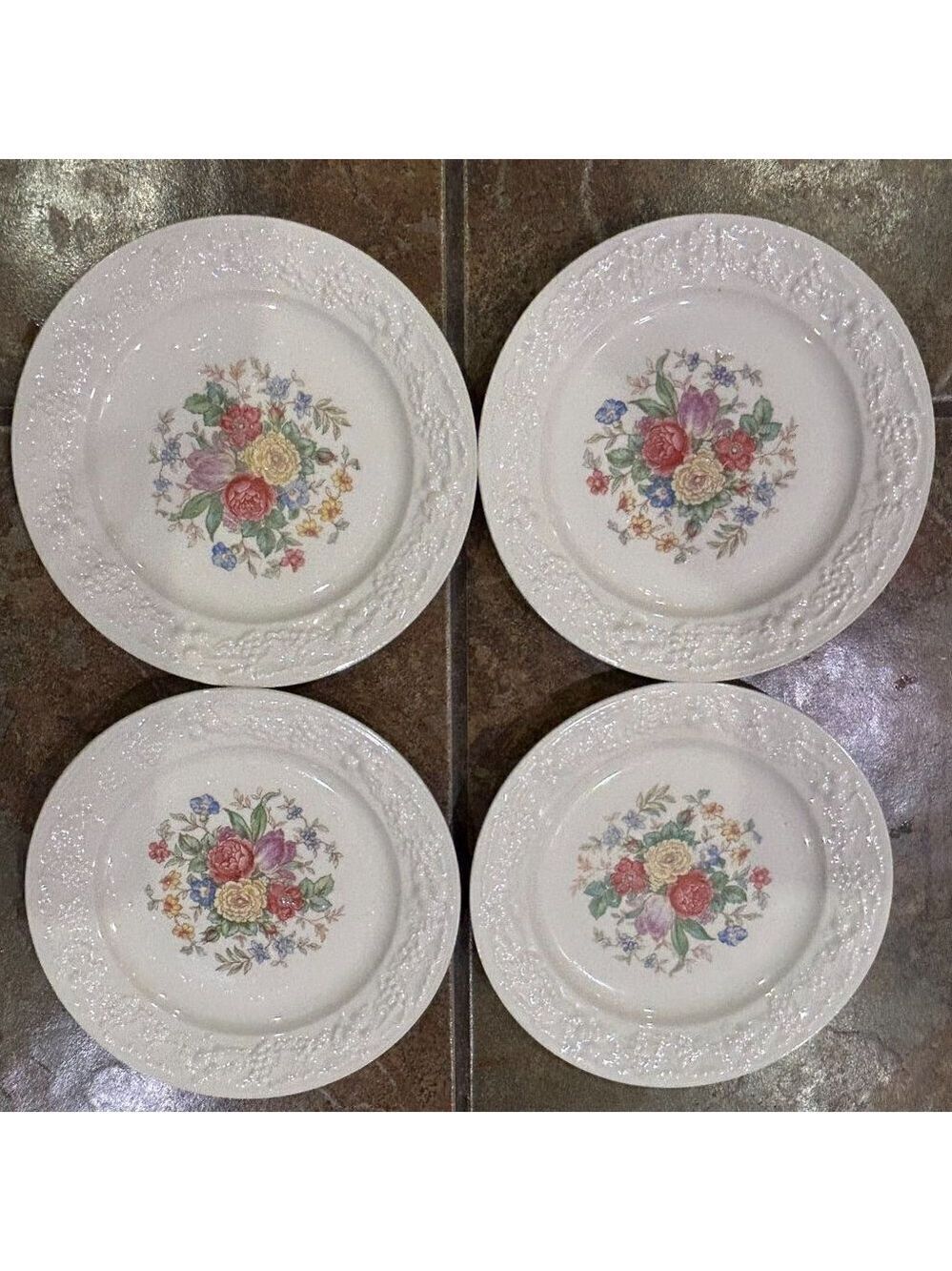 Homer Laughlin Eggshell Theme Dessert Plates Set of 4 M40N5 6" Slight Fading
